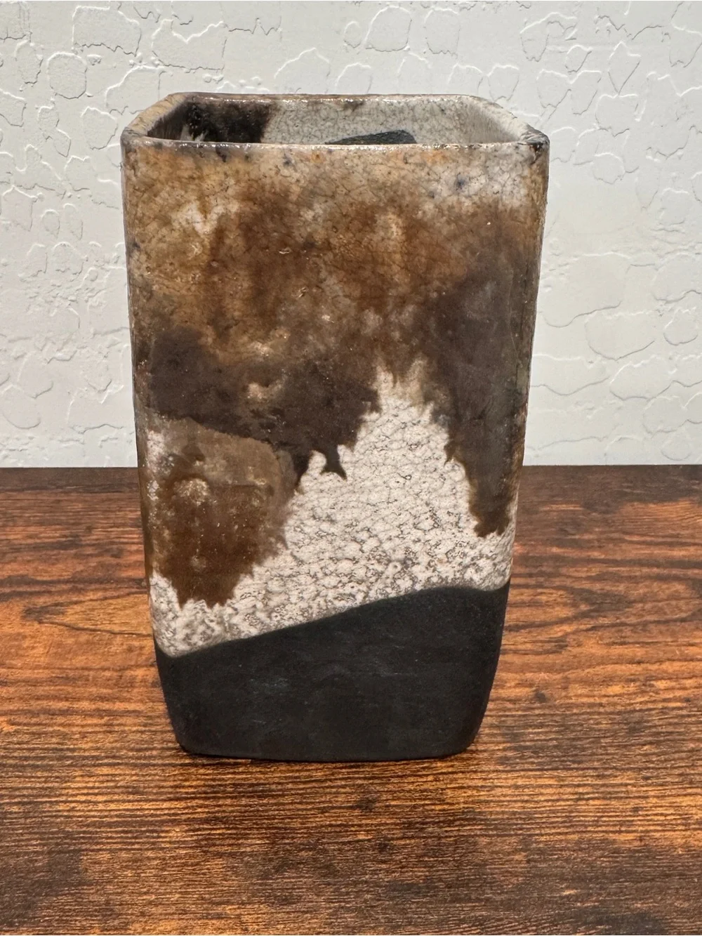 Charles Bryant Signed Studio Pottery Square Vase Artisan 6.5” Tall